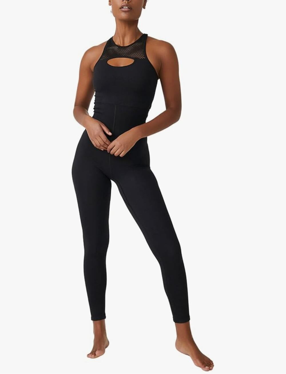 FP Movement Free Style Mesh Halter Top One Piece Onesie Black M L Medium/Large